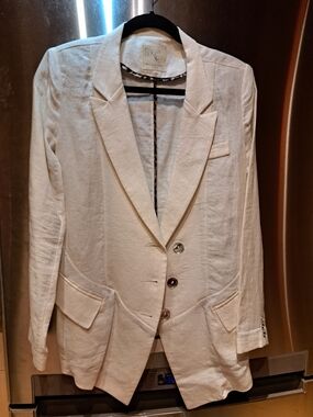 Women's Cream Linen Blend Blazer Arrogant Cat London